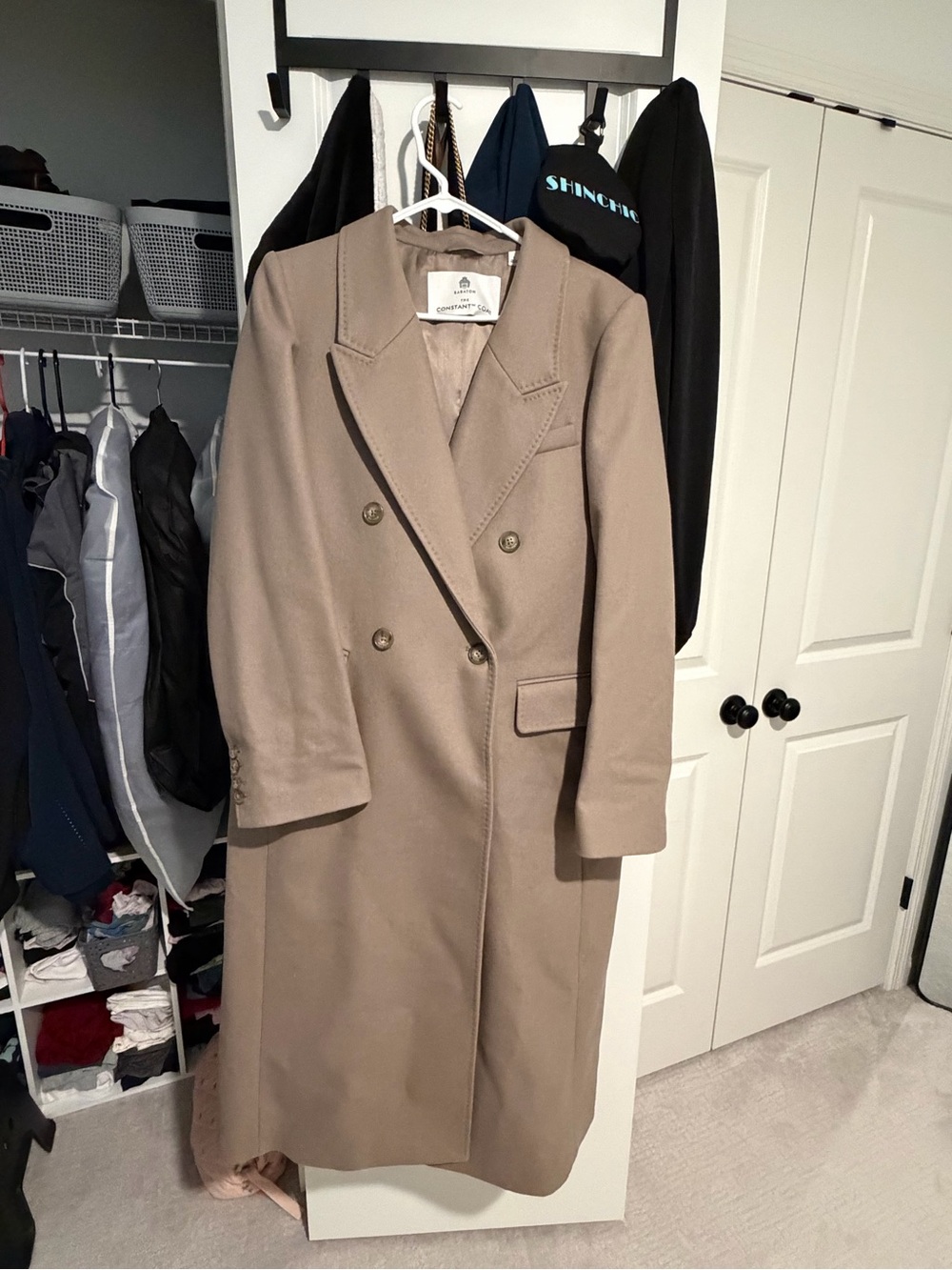 Aritzia Double-Breasted Long Trench Coat - Taupe